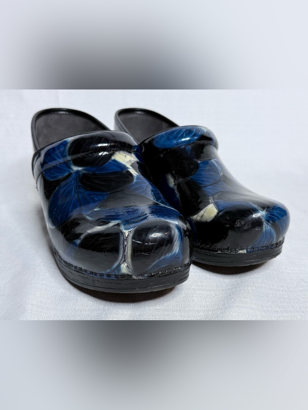 Dansko Womens Professional Tooled Leather Clogs Black Blue Sz US 10.5 11 EU 41 - Picture 7 of 10